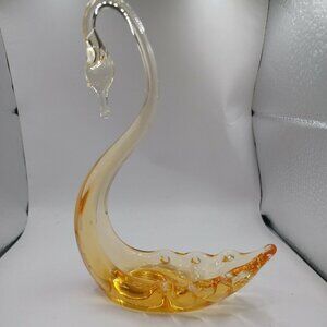 Whitefriars Glass Swan Amber Gold 8.5 " 22 Cm